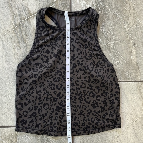🖤 Athleta Lot Bundle 2 Crop Tanks / Bra Top size Small / Medium Black Leopard - Picture 12 of 14